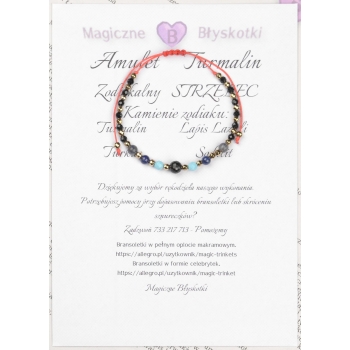 Bransoletka celebrytka TURMALIN + znak zodiaku STRZELEC zodiak